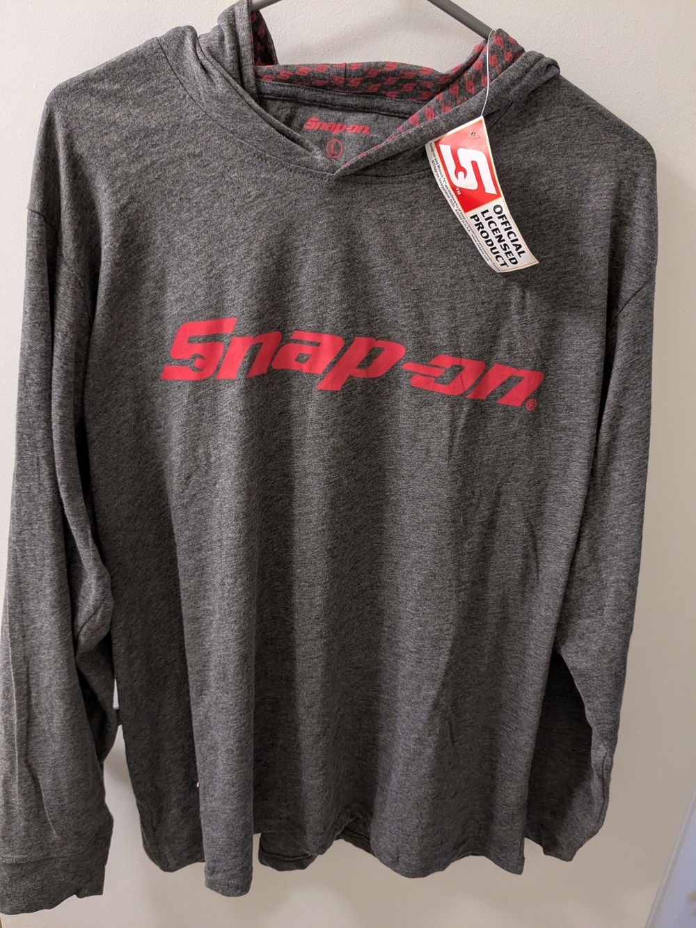 Snap-On Men's Gray Hoodie Long Sleeve Shirt with Red Logo Size Large NWT